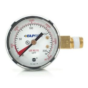 39-3000-60 (PREVIOUSLY 39-3000-10) Taprite, Pressure Gauge, 0-3000 PSI, 1/4" NPT, Left Hand Threads 