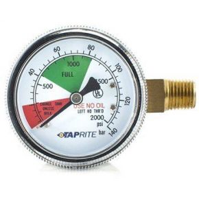 39-2000-60 (PREVIOUSLY 39-2000-10) Taprite, Pressure Gauge, 0-2000 PSI, Right Inlet, 1/4" NPT, Left Hand Threads