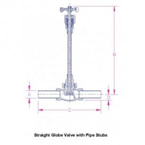 Globe Valve with 2" x  3" Sch 10 pipe x 2" F. NPT