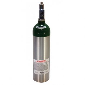EM6-1F Aluminum medical oxygen cylinder with CGA 870 valve installed, 6 cu ft.